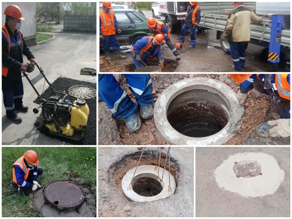 В Сланцах провели работы по капитальному ремонту канализационных колодцев
