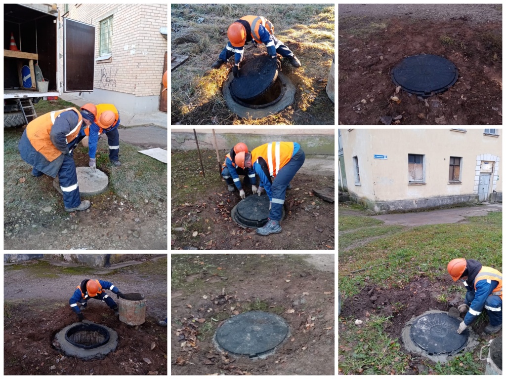 В Сланцах отремонтировали 5-ть канализационных колодцев 